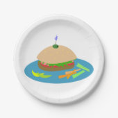 Sandwich mit Veggie Sides Fun Food Pappteller (Vorderseite)