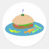 Sandwich mit Veggie Sides Fun Food Runder Aufkleber (Vorderseite)