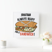 Sandwich-Name-Wanduhr Quadratische Wanduhr (Zuhause)