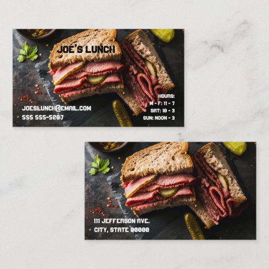 Sandwich Pastrami mit Hecht Visitenkarte (Vorne/Hinten)