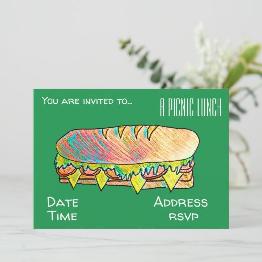 Sandwich-Picknick-Party Einladung (Stehend Vorderseite)
