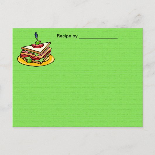 Sandwich Recipe Blank Card Postkarte (Vorderseite)