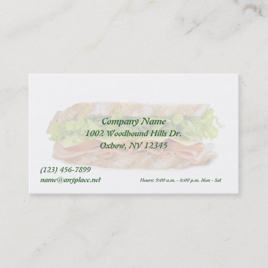 Sandwich Shop Business Card Visitenkarte (Vorderseite)