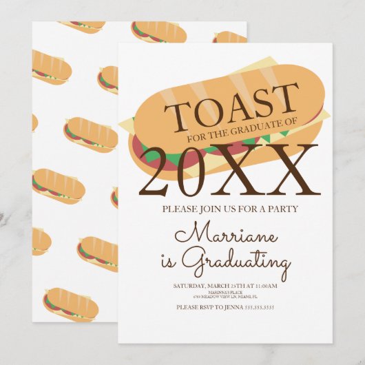 Sandwich Sub Brunch Abschluss Einladung (Vorne/Hinten)