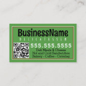 Sandwich Sub Shop Deli Hoagie Catering Visitenkarte (Rückseite)