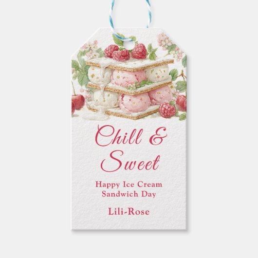 Sandwich-Tag Wasserfarbe Eiscreme Geschenkanhänger (Vorderseite)