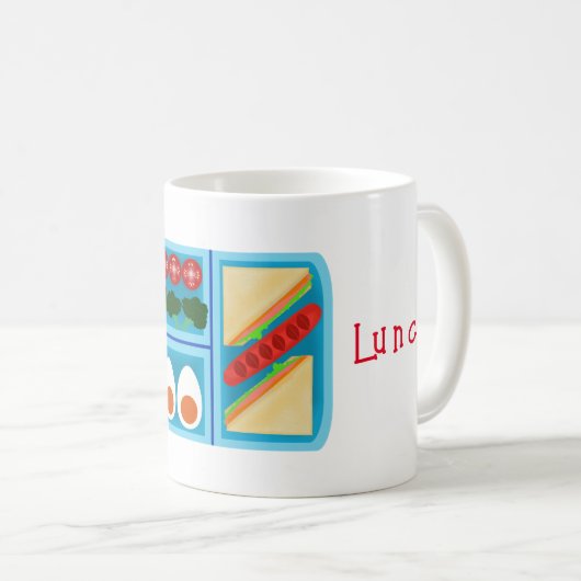 Sandwich, Wurst, Ei, Tomate, Brocolli in A Lunc Kaffeetasse (VorderseiteRechts)