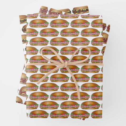 Sandwiches Ham und Cheese Philly Steak Sub Hoagie Geschenkpapier Set (Beispiel)