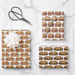 Sandwiches Ham und Cheese Philly Steak Sub Hoagie Geschenkpapier Set