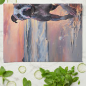 Sandy American Staffordshire Dog on Beach Sunset Geschirrtuch (Gefaltet)