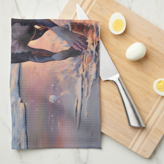 Sandy American Staffordshire Dog on Beach Sunset Geschirrtuch (Viertel Falte)