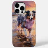 Sandy Australian Shepherd Dog on Beach Sunset Case-Mate iPhone Hülle (Rückseite)