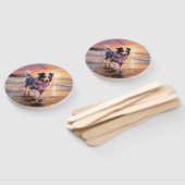 Sandy Australian Shepherd Dog on Beach Sunset Fächer (Non-assembled)