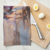 Sandy Australian Shepherd Dog on Beach Sunset Geschirrtuch (Viertel Falte)