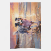 Sandy Australian Shepherd Dog on Beach Sunset Geschirrtuch (Vertikal)