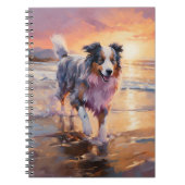 Sandy Australian Shepherd Dog on Beach Sunset Notizblock (Vorderseite)