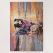 Sandy Australian Shepherd Dog on Beach Sunset Puzzle (Vertikal)