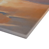 Sandy Australian Shepherd Dog on Beach Sunset Schneidebrett (Ecke)