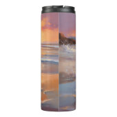 Sandy Australian Shepherd Dog on Beach Sunset Thermosbecher (Rückseite)