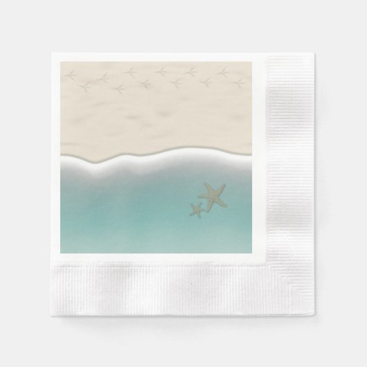 Sandy Beach Bird Footprints Paper Cocktail Napkins Serviette (Vorderseite)