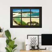 Sandy Beach Black Frame Imitats Window Illusion Poster (Heimbüro)