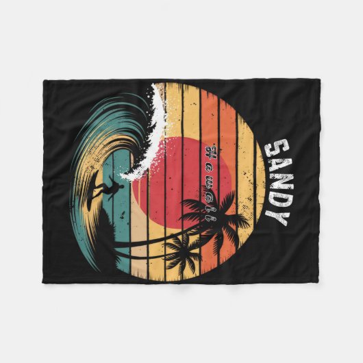 Sandy Beach Hawaii Beach Surfing  Fleecedecke (Vorderseite (Horizontal))