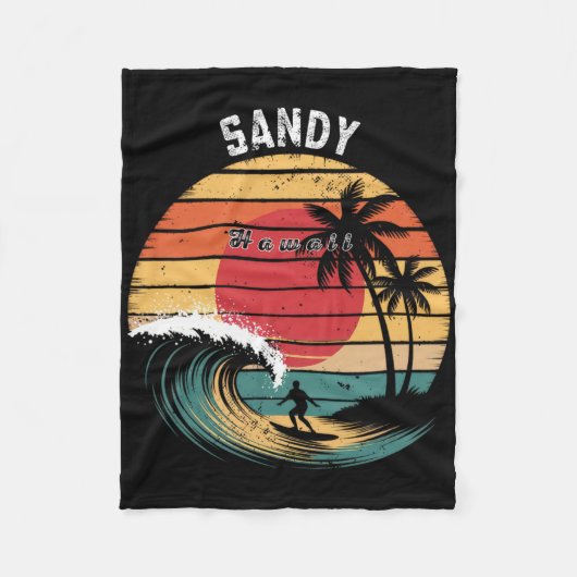 Sandy Beach Hawaii Beach Surfing  Fleecedecke (Vorderseite)