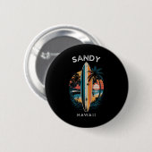Sandy Beach Hawaii Männer Frauen Surfen _1 Button (Vorne & Hinten)