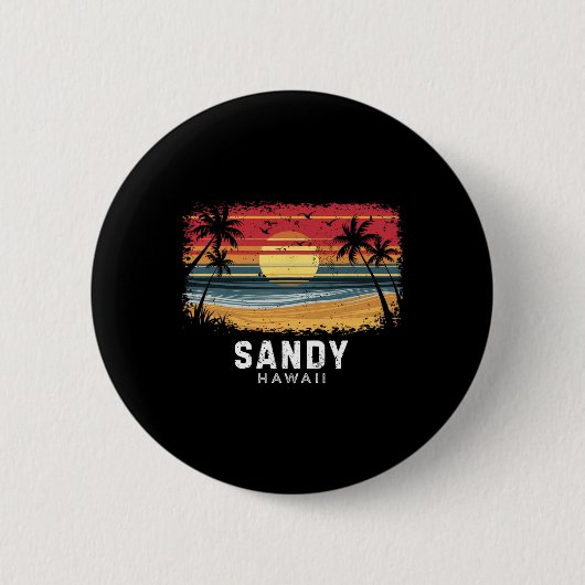 Sandy Beach Hawaii Surfbrett Strand Button (Vorderseite)