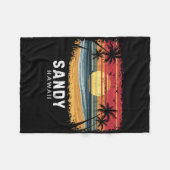 Sandy Beach Hawaii Surfbrett Strand Fleecedecke (Vorderseite (Horizontal))