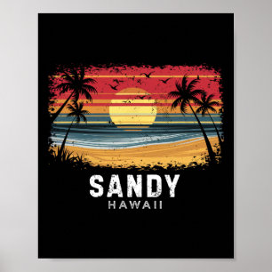 Sandy Beach Hawaii Surfbrett Strand Poster