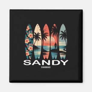 Sandy Beach Hawaii Surfbrett Surfen Retro _1 Magnet
