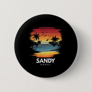 Sandy Beach Hawaii Surfbrett Surfen Vintage Button