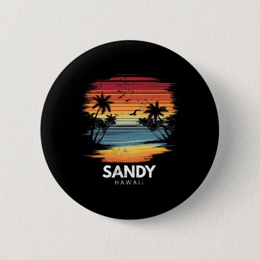 Sandy Beach Hawaii Surfbrett Surfen Vintage Button (Vorderseite)