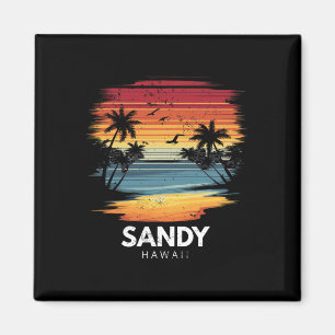 Sandy Beach Hawaii Surfbrett Surfen Vintage Magnet