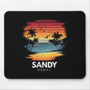 Sandy Beach Hawaii Surfbrett Surfen Vintage Mousepad