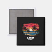 Sandy Beach Hawaii Surfer Palmbaum Souvenir Magnet (Vorderseite/Rückseite)
