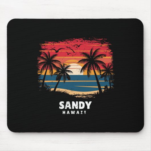 Sandy Beach Hawaii Surfer Palmbaum Souvenir Mousepad (Vorne)
