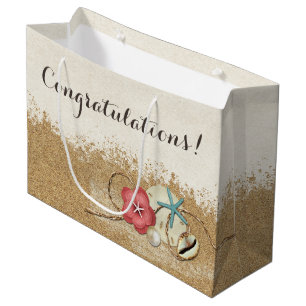 Sandy Beach Hibiskus & Muscheln Hochzeit Personali Große Geschenktüte