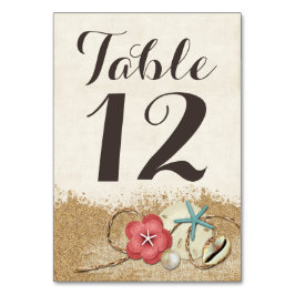 Sandy Beach Hibiskus & Muscheln Hochzeit Tischnumm Tischnummer