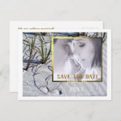 Sandy Beach Ihr Foto Save the Date Ankündigungspostkarte (Vorne/Hinten)