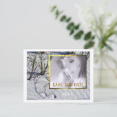 Sandy Beach Ihr Foto Save the Date Ankündigungspostkarte (Stehend Vorderseite)