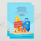 Sandy Beach Junggeselinnen-Abschied Einladung (Vorne/Hinten)