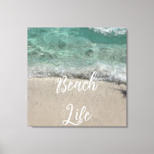 Sandy Beach Life Aquamarin Blue Trendy Künstlerisc Leinwanddruck (Vorderseite)