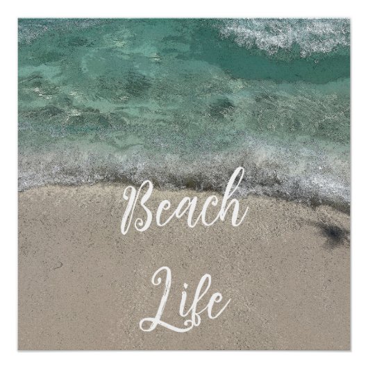 Sandy Beach Life Aquamarin Blue Trendy Künstlerisc Poster (Vorderseite)