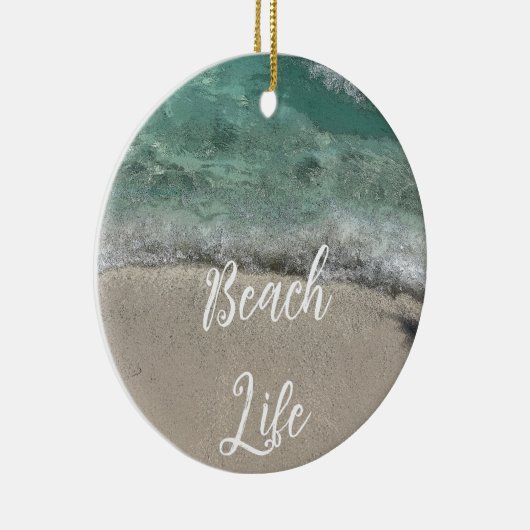 Sandy Beach Life Florida Aquamarin Blue Künstleris Keramik Ornament (Rechts)