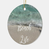 Sandy Beach Life Florida Aquamarin Blue Künstleris Keramik Ornament (Links)