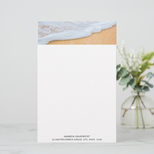 Sandy Beach mit Foamy Surf Briefpapier (Stehend Vorderseite)