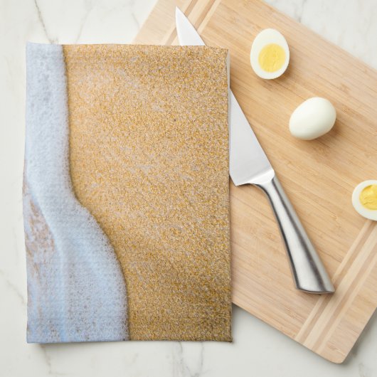 Sandy Beach mit Foamy Surf Geschirrtuch (Viertel Falte)