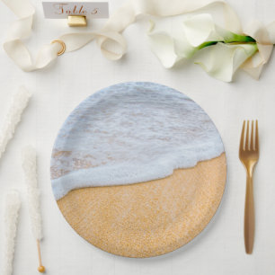 Sandy Beach mit Foamy Surf Pappteller